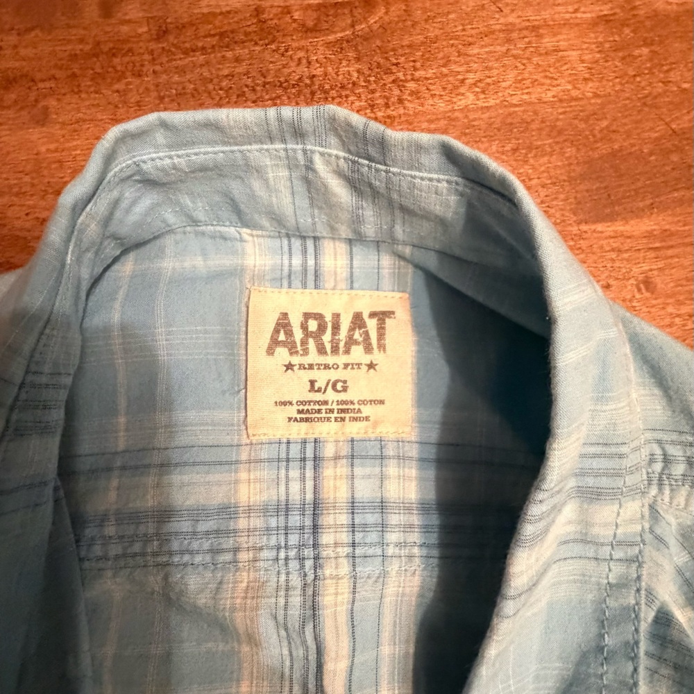 Ariat Light Blue Checkered Shirt